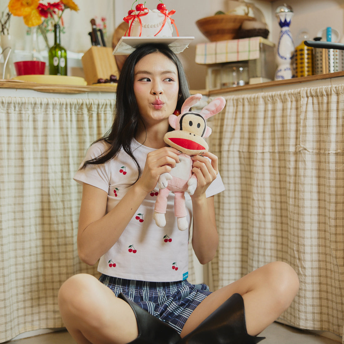 PAUL FRANK PF WOMENS JULIUS CHERRIES BABY TEE