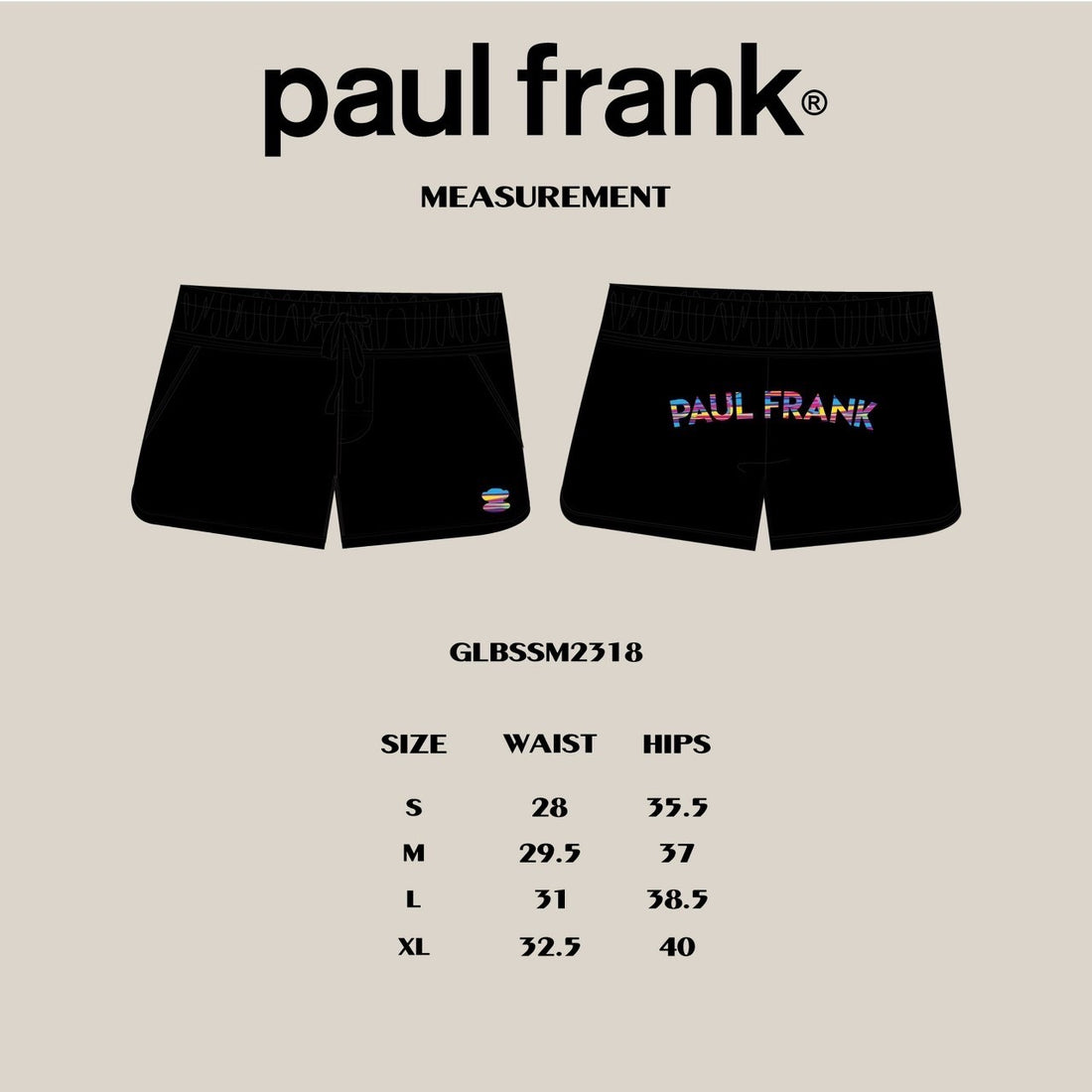 PAUL FRANK WOMENS PAUL FRANK MINI BASIC LOGO BOARDSHORT